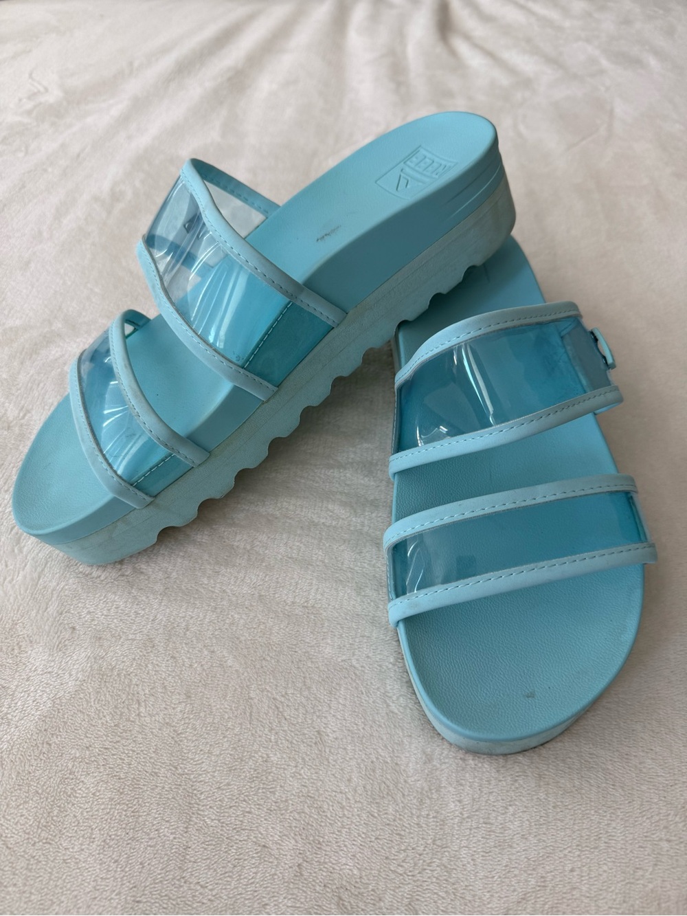Reef Vista Hi-Energy Light Blue Women's 9.5 Platform Slide Sandal Lt Blue